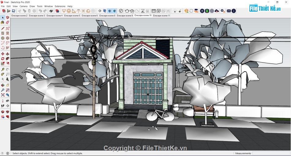 kiến trúc nhà cấp 4,thiết kế nhà cấp 4,phối cảnh nhà cấp 4 sketchup